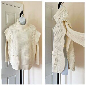 New Directions Ivory Round Hem Turtleneck Knit Tunic Sweater Size PS